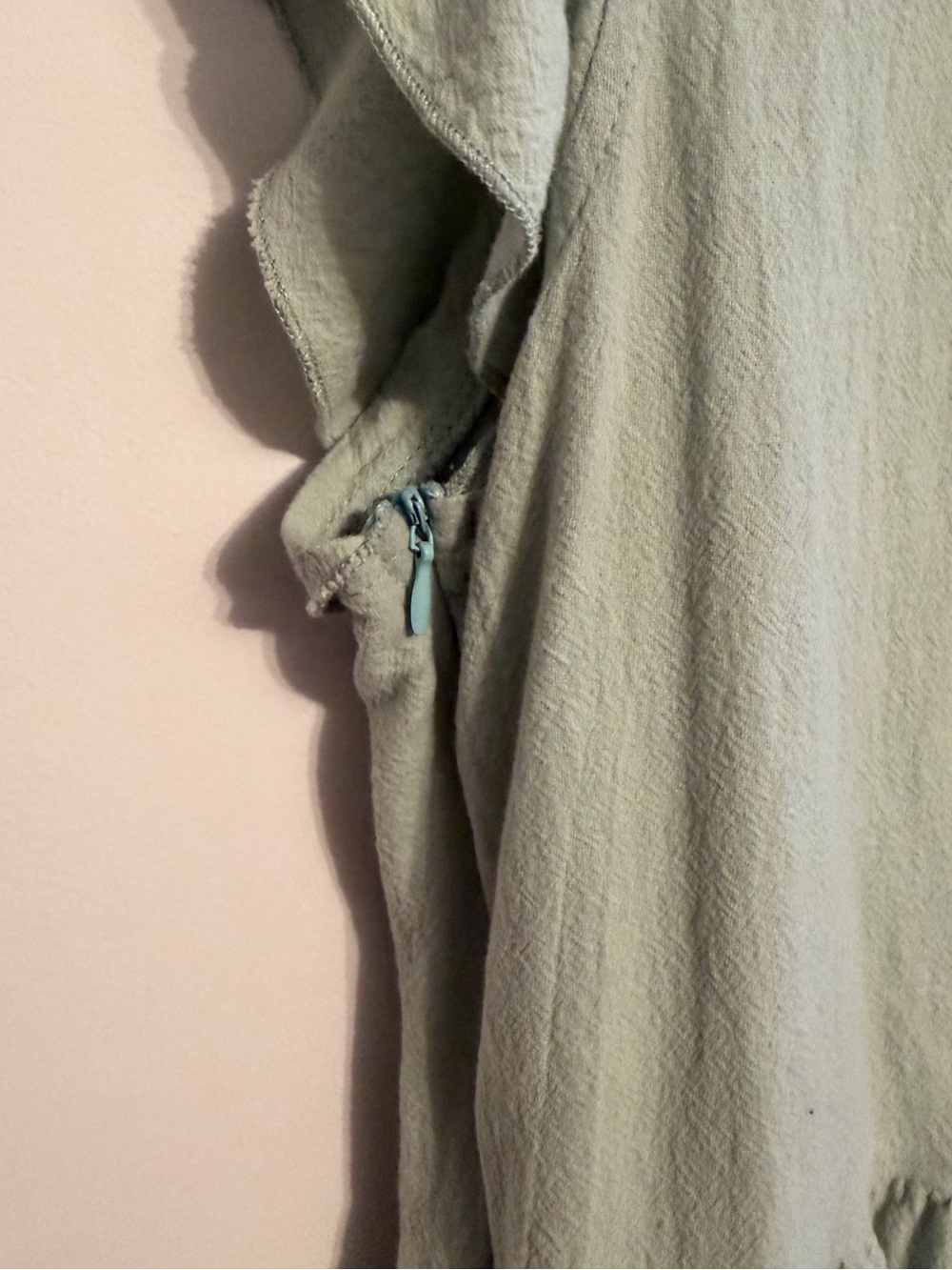 Light Sage Green Tiered V-Neck Mini Dress - Picture 2 of 8